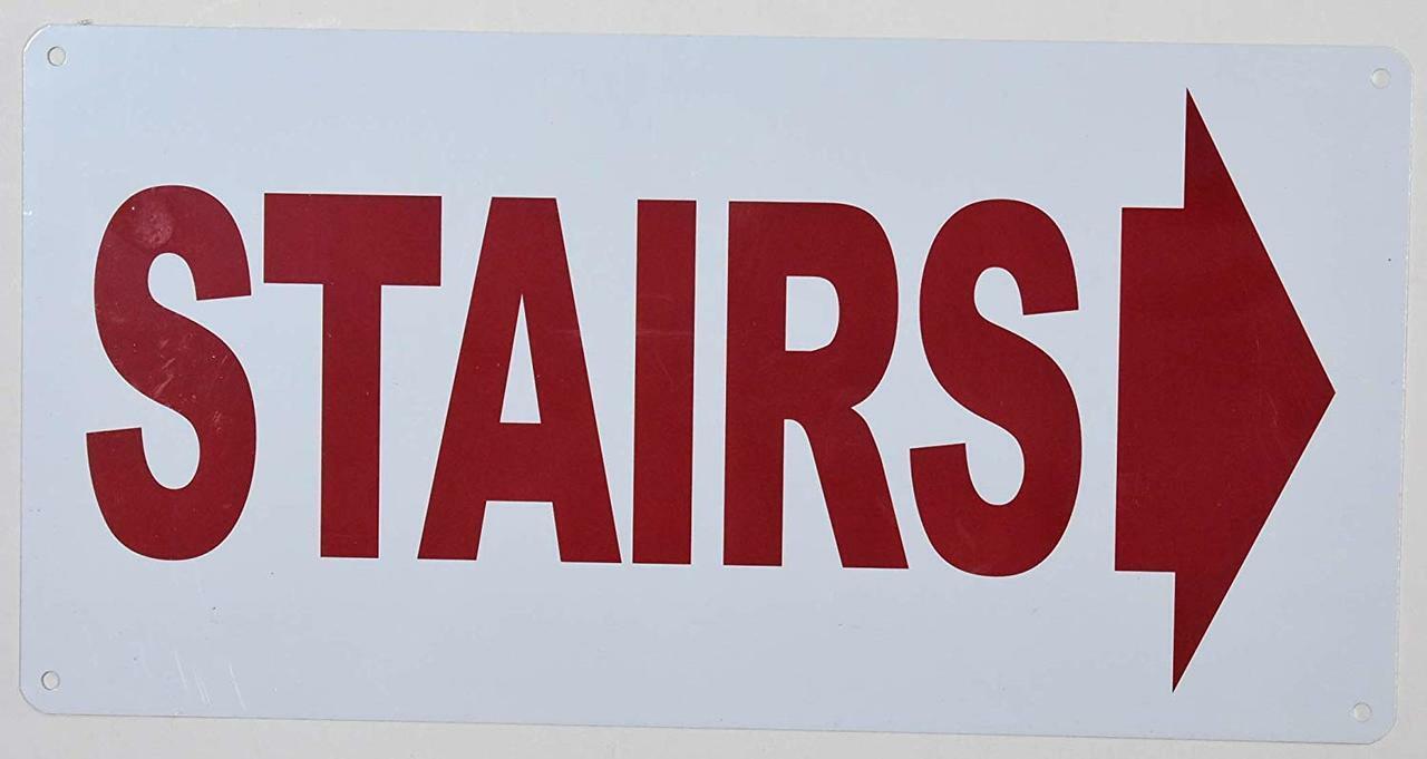 Stairs Right Arrow Sign (Silver, Rust Free,Aluminium 6×12)–REF24-1027
