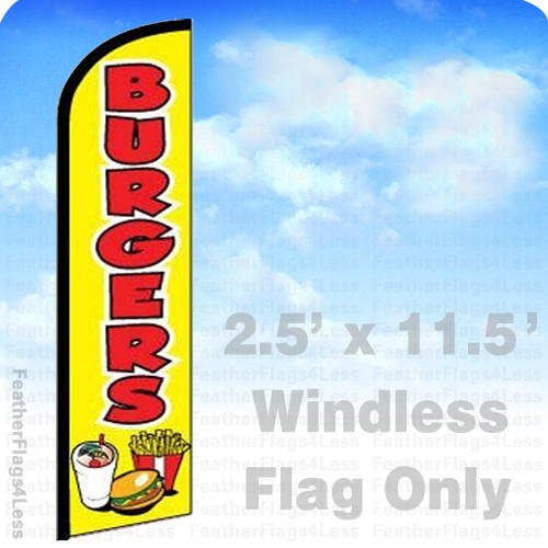BURGERS – WINDLESS Swooper Flag Feather Banner Sign 2.5×11.5′ – yf