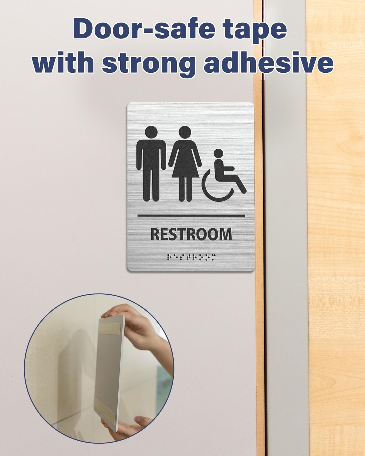 ADA-Compliant Family Restroom Sign with Braille – Modern Aluminum Bathroom Si…