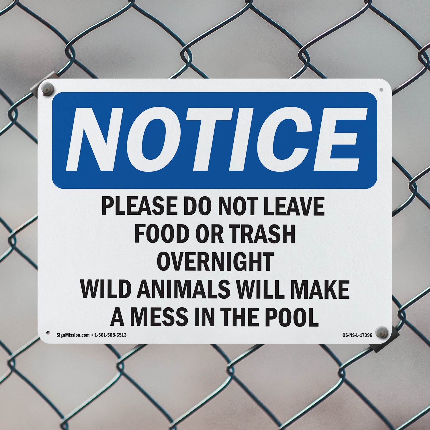 Please Do Not Leave Food Or Trash Overnight OSHA Notice Sign, Decal 5 or 10 Pack