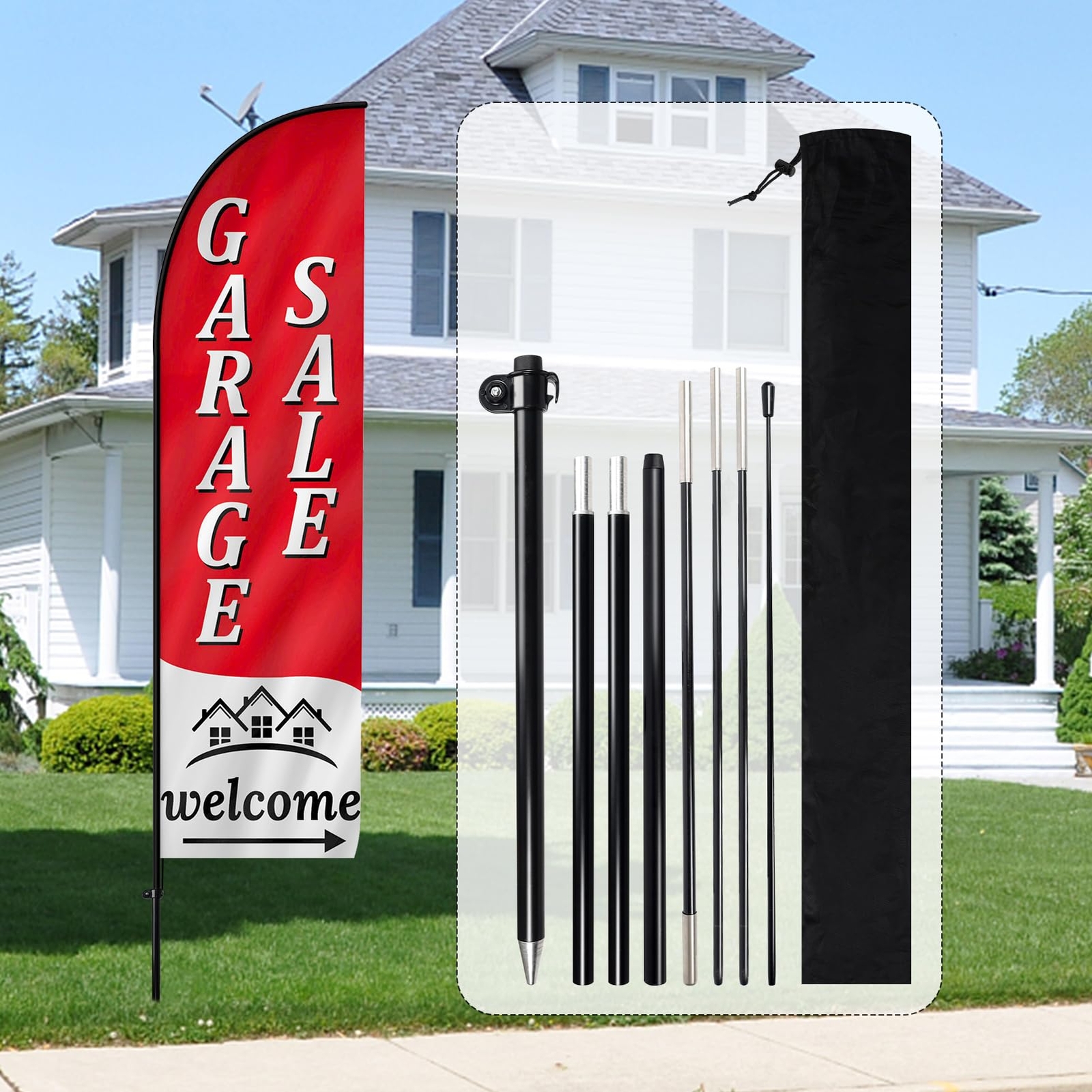 Garage Sale SignSwooper Advertising Flag & Pole KitYard Garage Sale Banner Fea