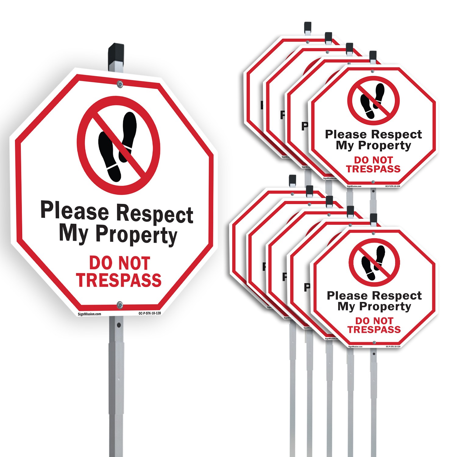 Please Respect My Property Do Not Octagon Sign With Stake Weather Resistant