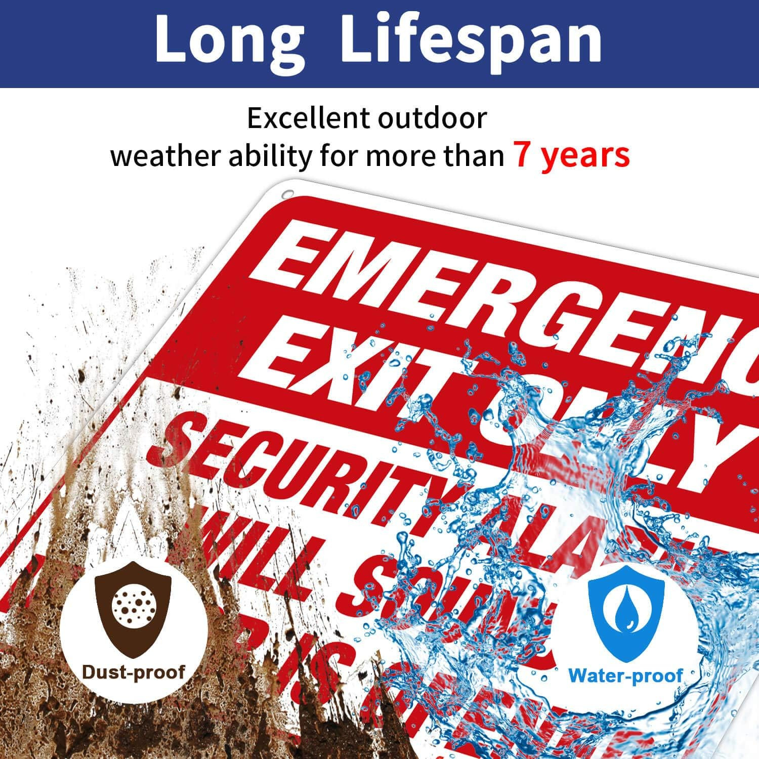 Emergency Exit Only – Security Alarm Will Sound If Door Is Opened Sign, 2 Pack,