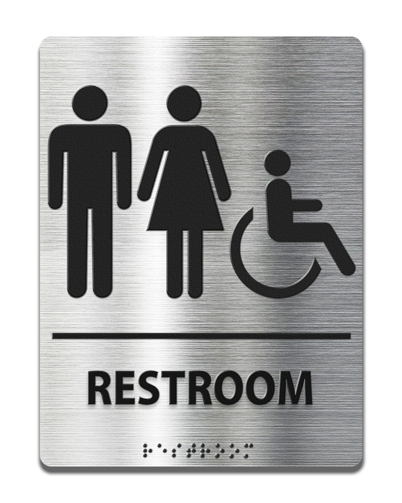 Modern ADA Compliant Restroom Sign Braille Bathroom Sign 6 Inch x 8 Inch Office