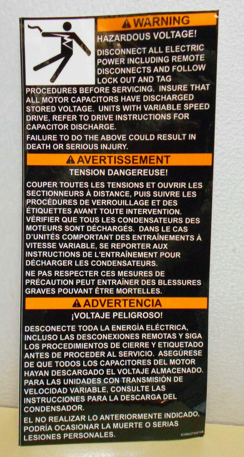 Lot of 2 New 10″ X 4 1/2″ Danger Sign – Hazardous Voltage Peel & Stick Label