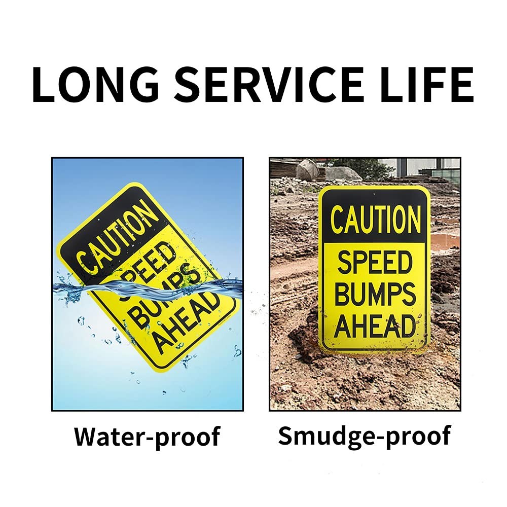 2-Pack Large Reflective Speed Bumps Ahead Sign, 18″x12″, Rust-Free Aluminum, Wea