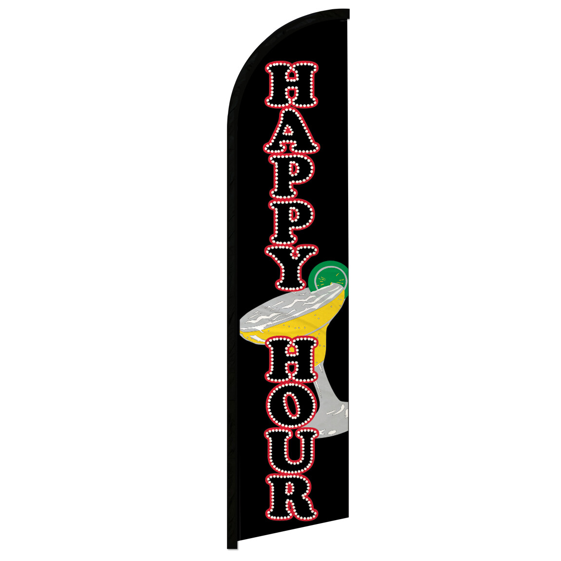 Happy Hour Full Curve Windless Swooper Flag Bar Restaurant