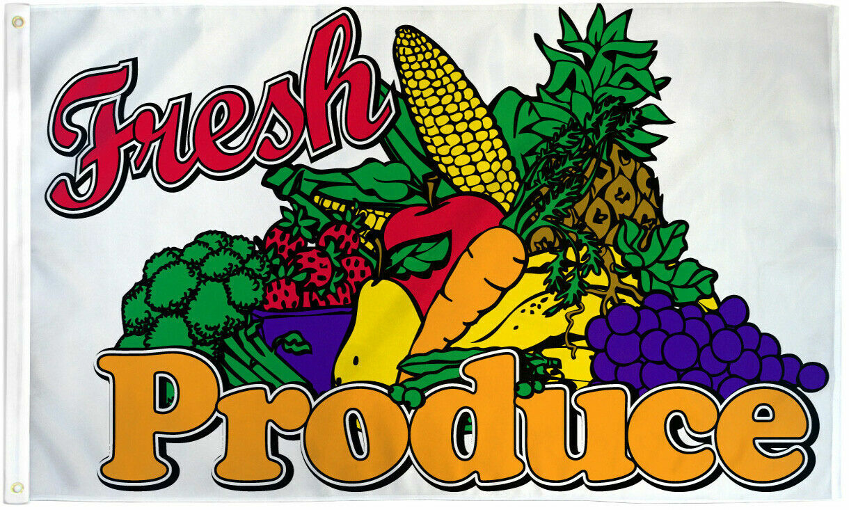 3 Fresh Produce Farmer Market Flags Business Advertising Banner Pennant Sign 3×5