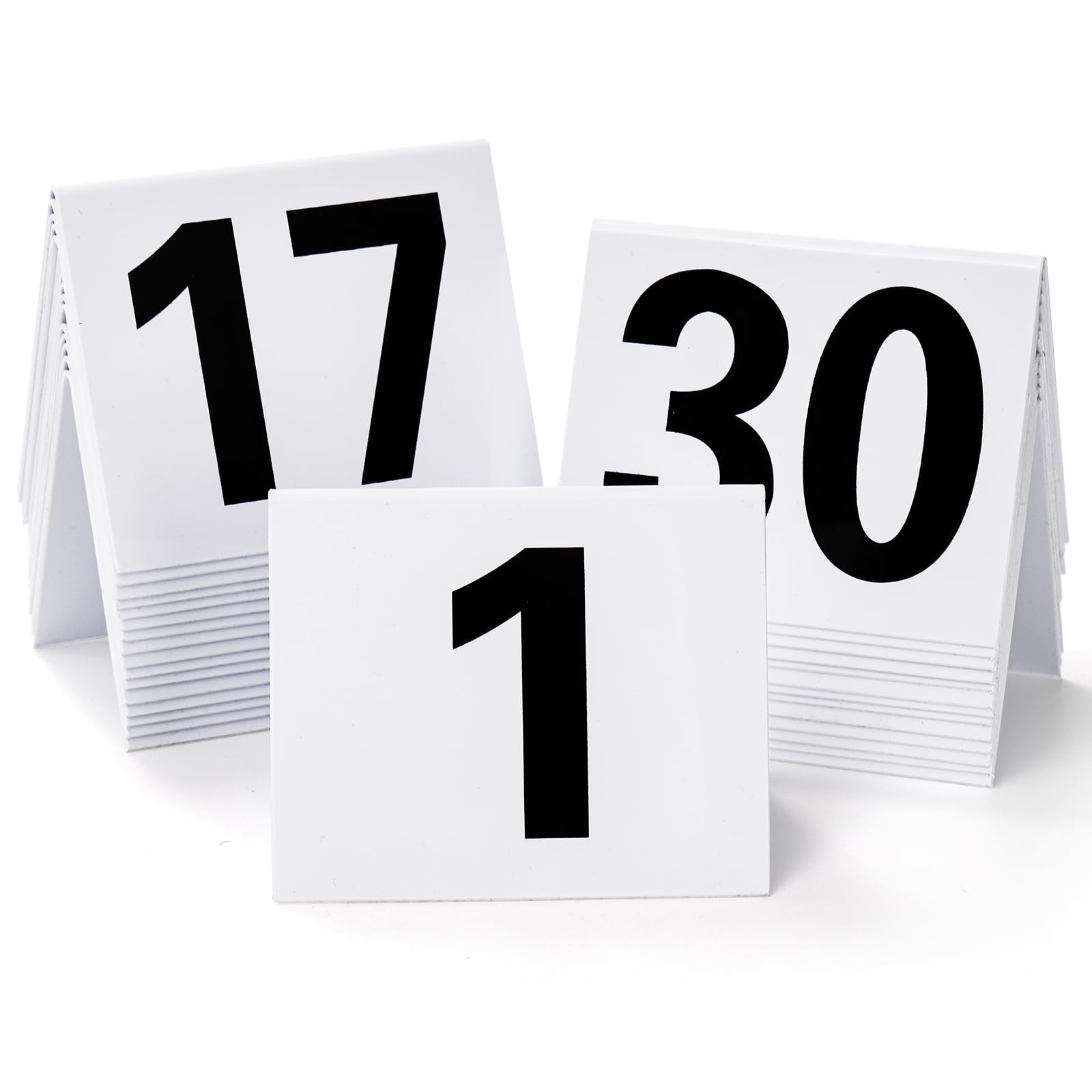 30 PCS White Acrylic Double Sided Tent Style Table Numbers 130 Signs Party