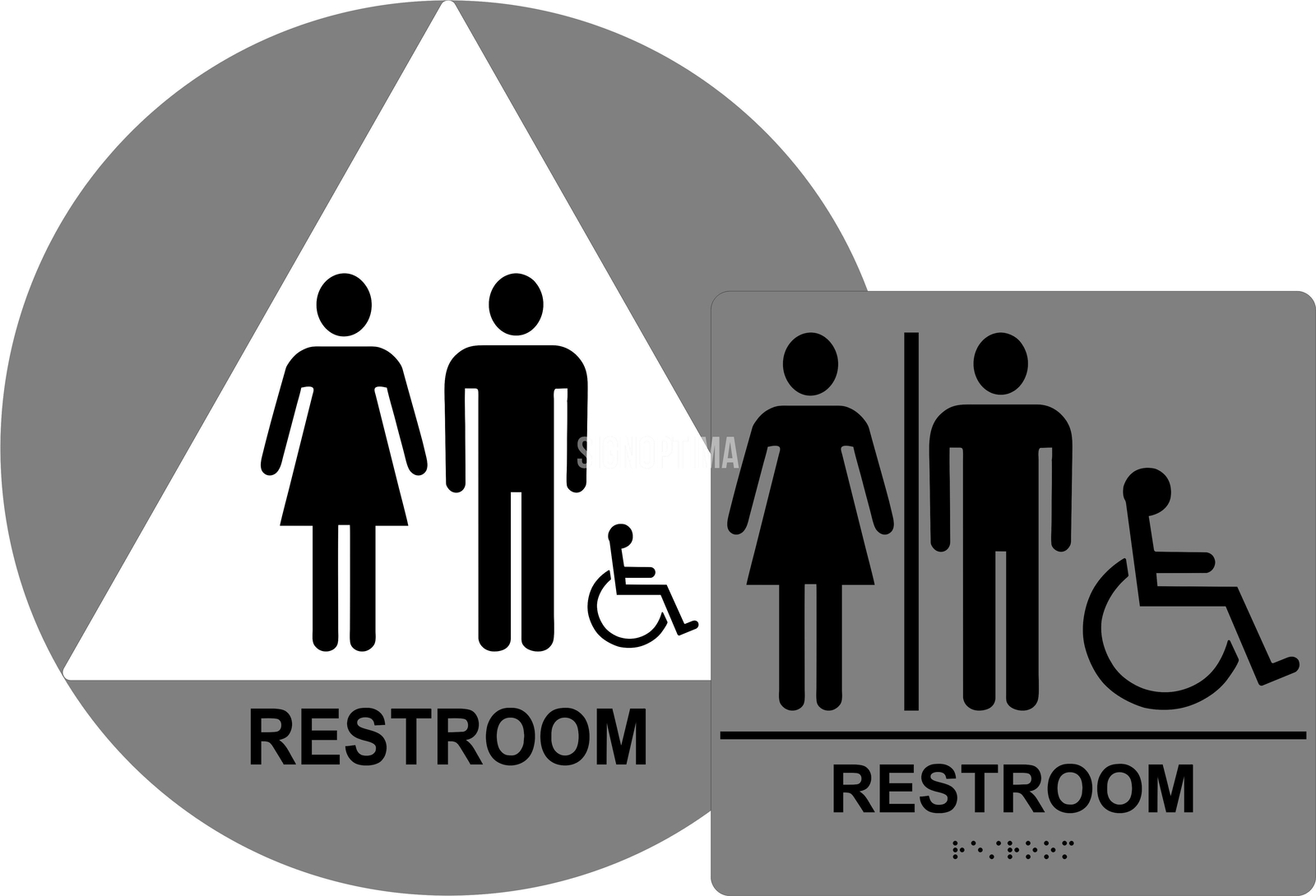 SignOptima™️ ADA Compliant Unisex Accessible Restroom Sign Bundle, Braille Sign