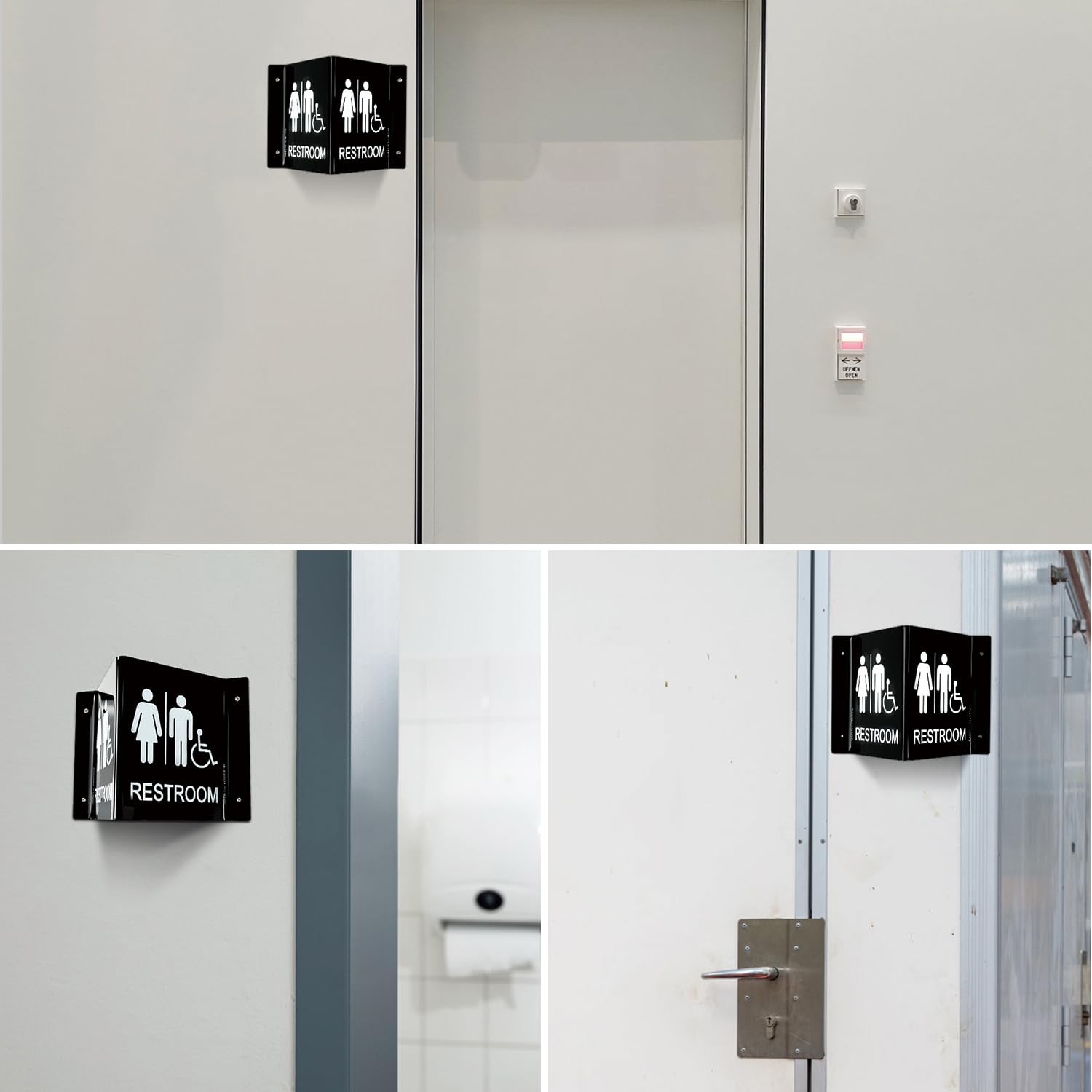Restroom Sign, Bathroom Signs, (2 Pack) 6 x 8 Inches Acrylic Sign, for Office…
