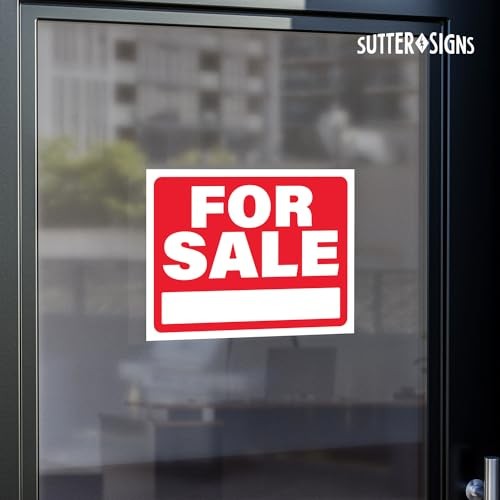 4pk 12″x9″ Red Waterproof Plastic “For Sale” Signs for Car, Boat, Trailer