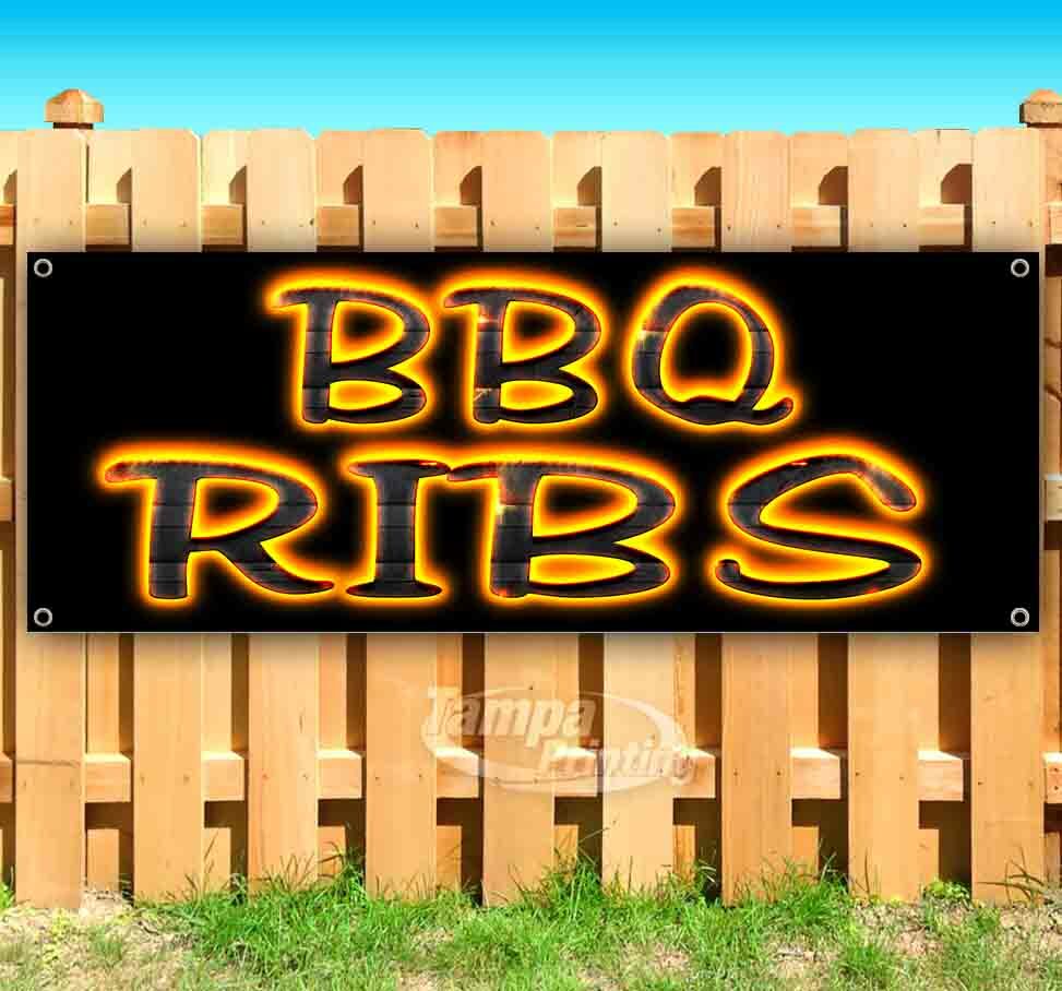 BBQ RIBS Advertising Vinyl Banner Flag Sign Many Sizes USA