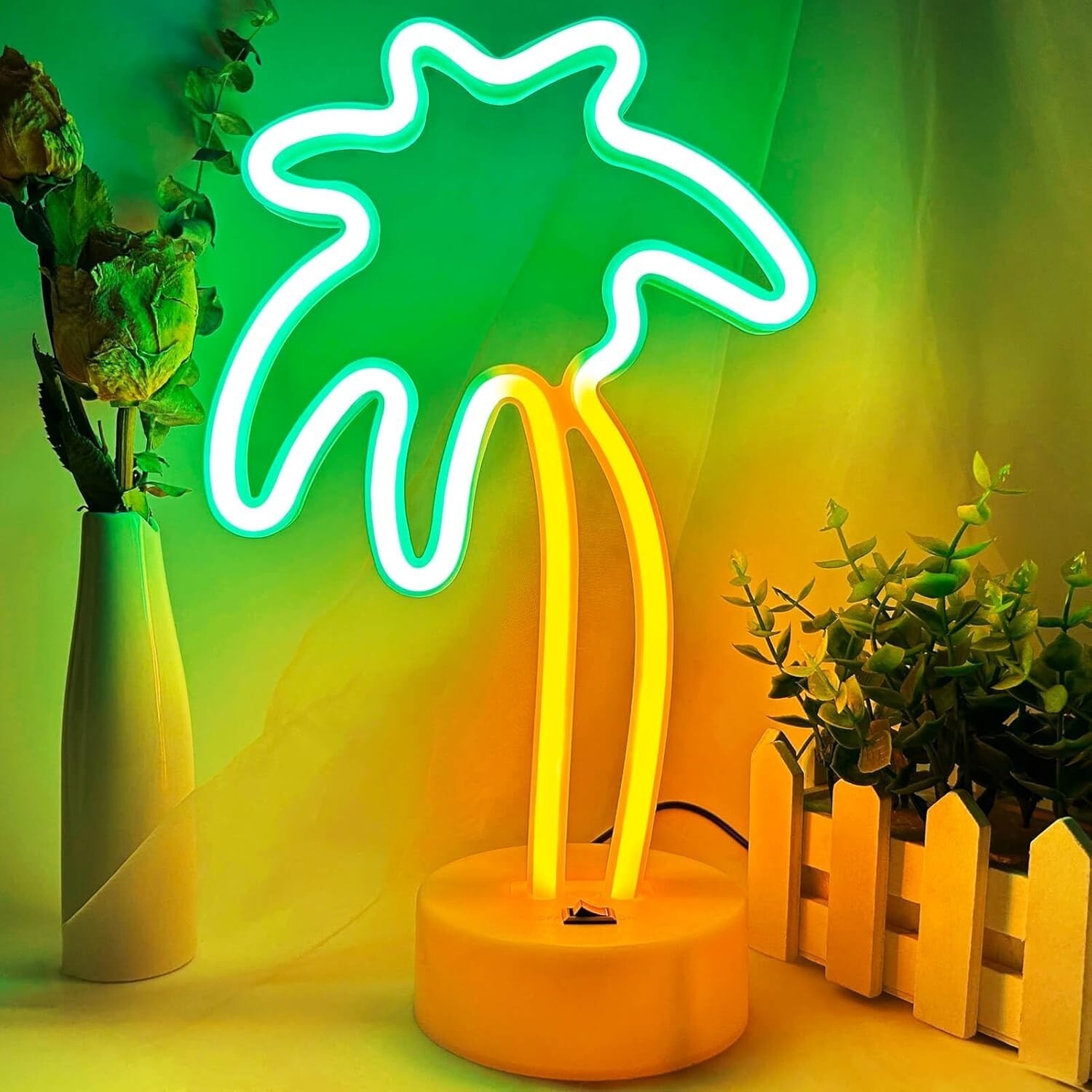 Green Palm Tree Neon Sign LED Lamp USB/Battery Operated Small