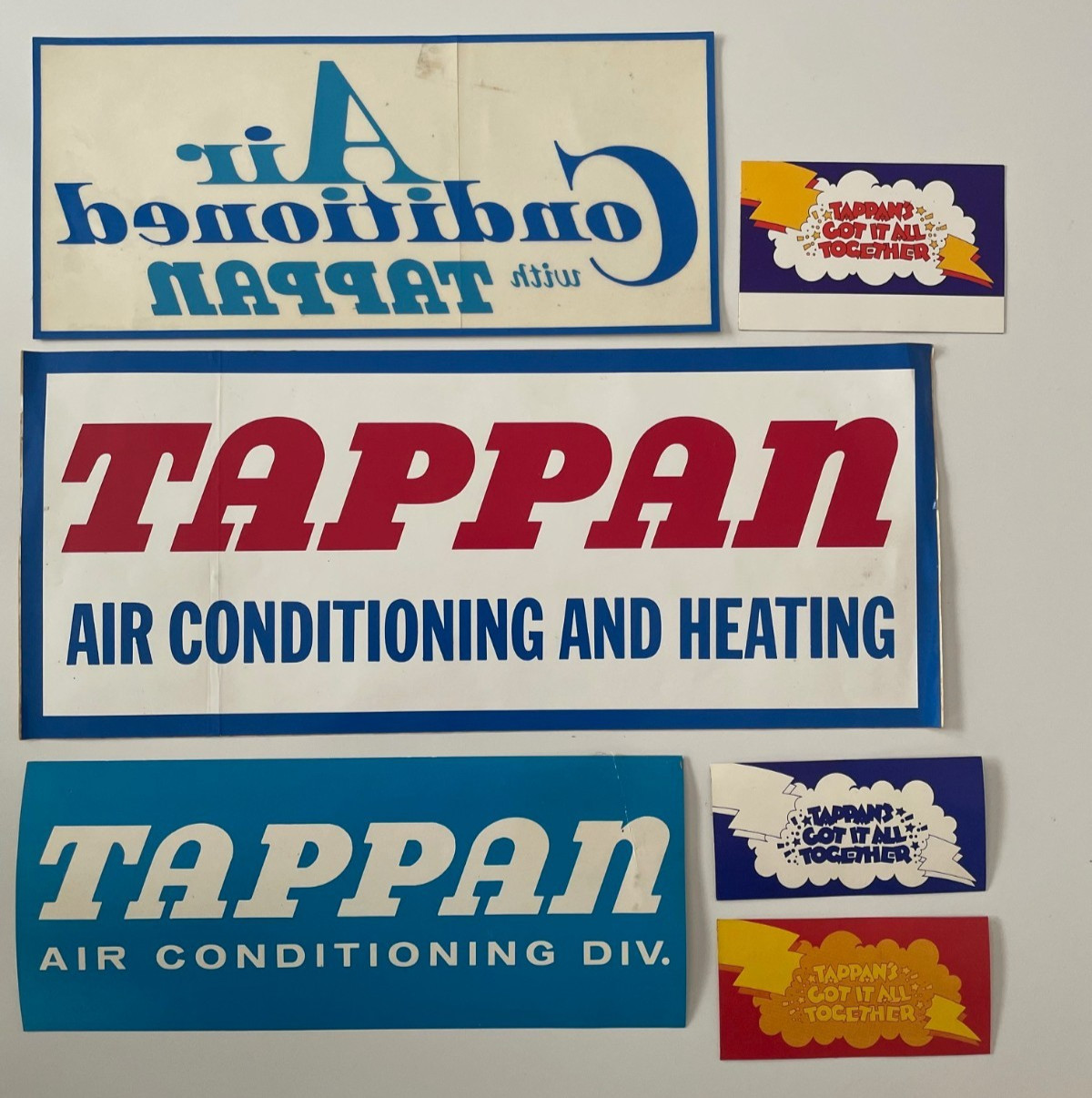 TAPPAN AIR CONDITIONING DECAL/stickers- Lot of (6) pcs NOS