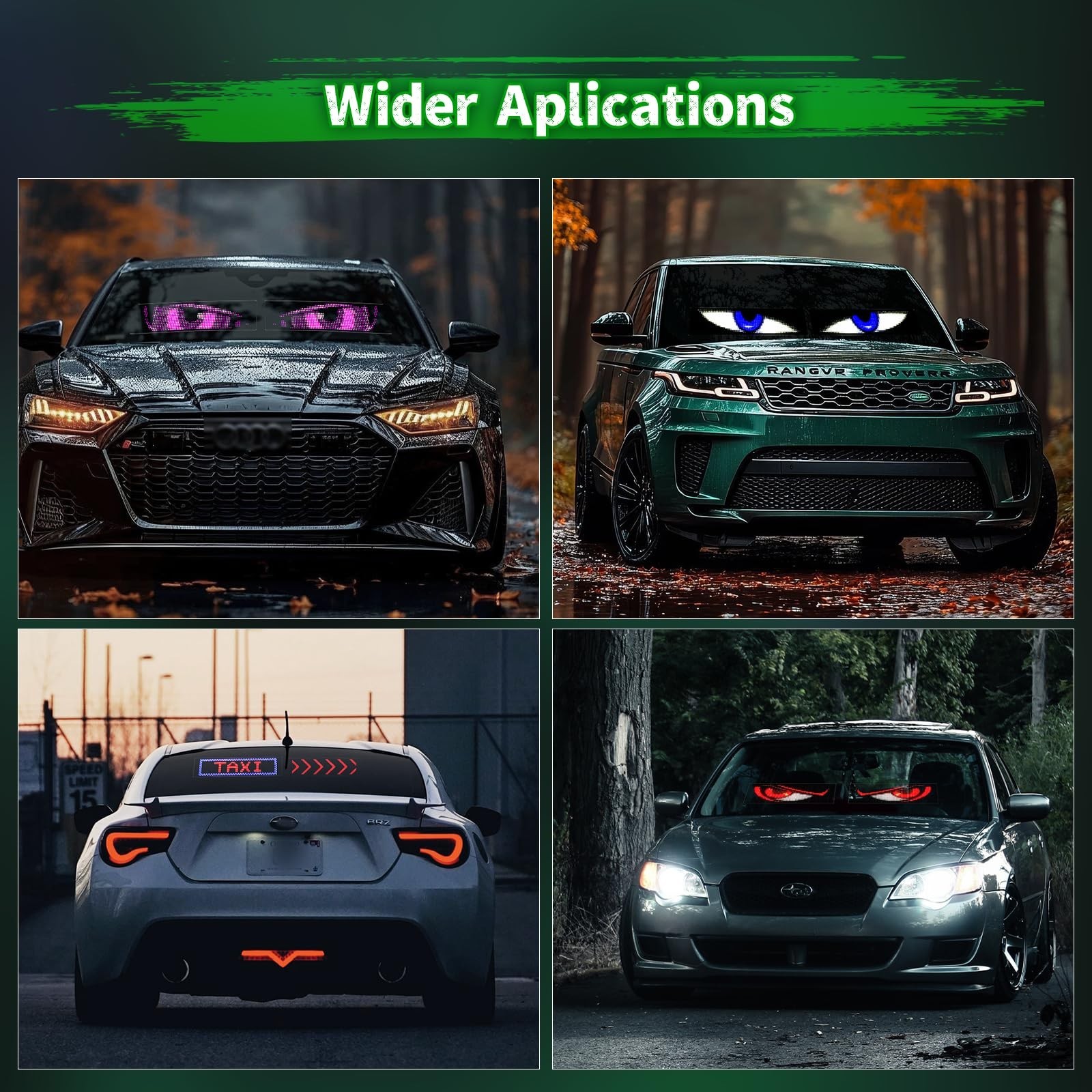 LED Sign for Car Devil’s Eyes Light for Windshield APP Control Scrolling Disp…