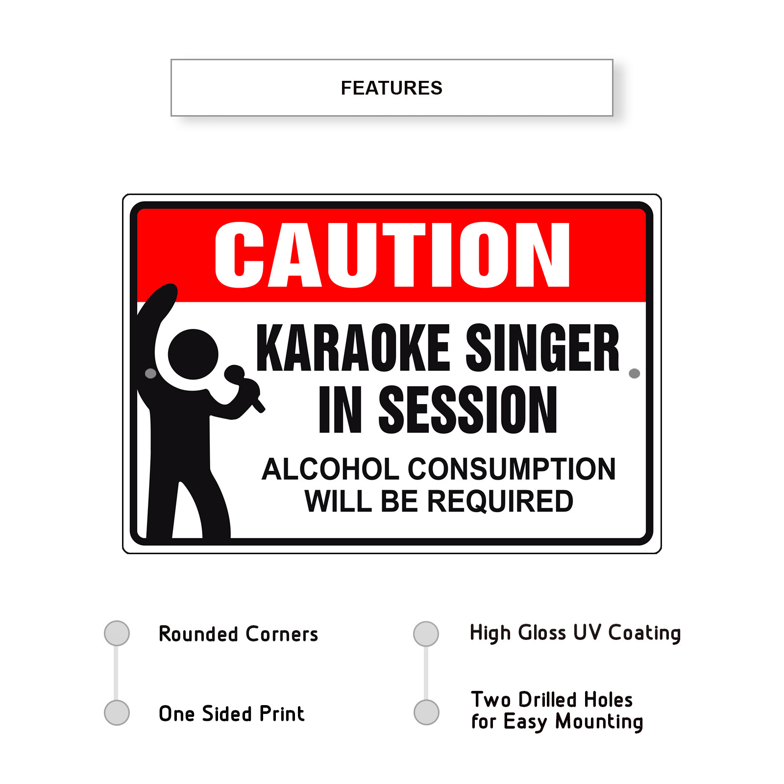 Caution Karaoke Singer In Session Alert Music Song Novelty Aluminum Metal Sign