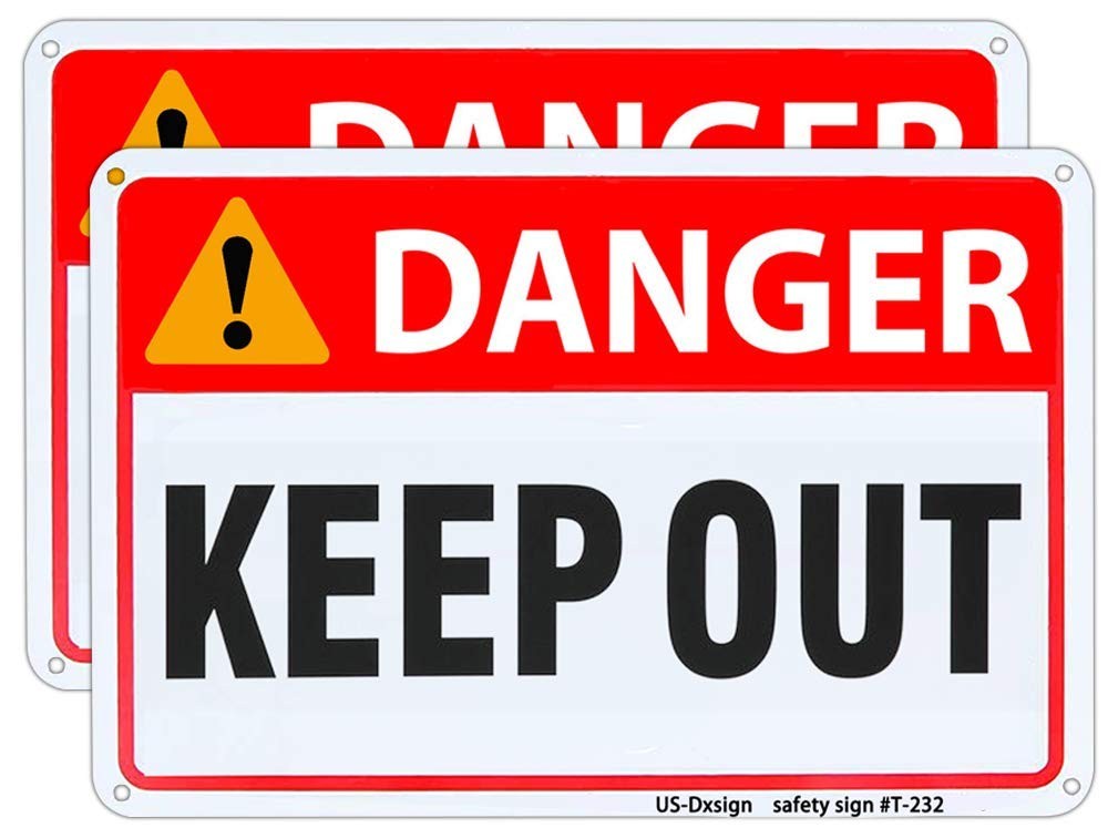 2-Pack Danger Keep Out Safety Sign, 14×10 Inch UV-Printed Aluminum, Sturdy an…
