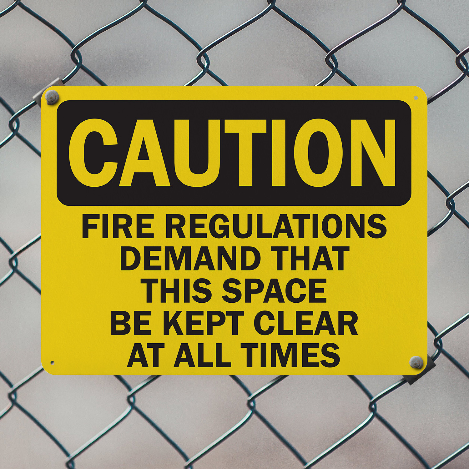 (2 Pack) Fire Regulations Demand That This Space Be Kept Clear OSHA Caution Sign