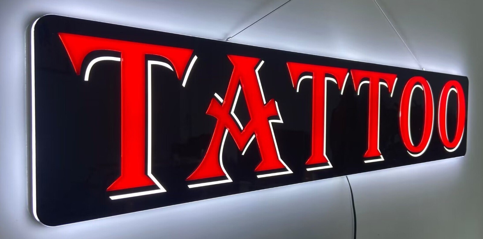 40″ Tattoo LED Sign for Tattoo Shops & Piercing Studios | Edge Lit Window Sign