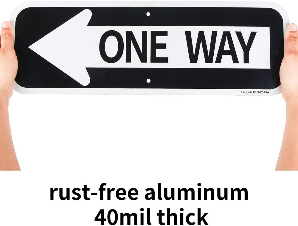 Two Weatherproof 18×6 Reflective One Way Signs with Left Arrow for Outdoor Use