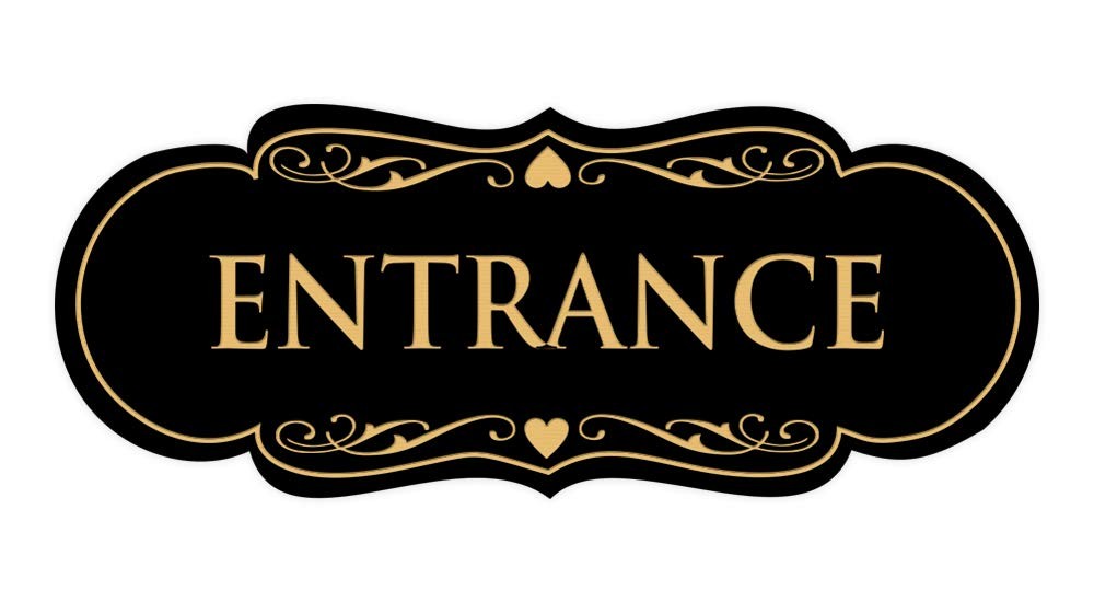 Designer Entrance Sign Compliance Regulatory Black Gold Medium 1 PCS