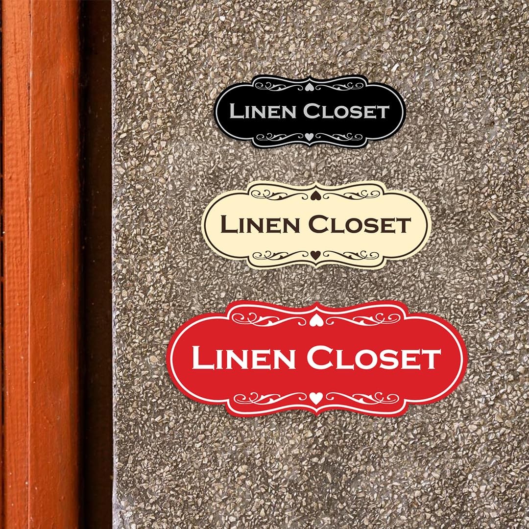 Designer Linen Closet Sign Black Small Decorative Wall Door Label Plaque Home