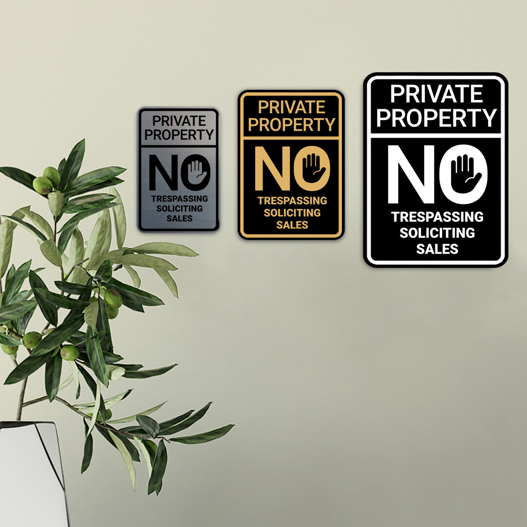 Portrait Round Private Property No Trespassing No Soliciting No Sales Wall Sign