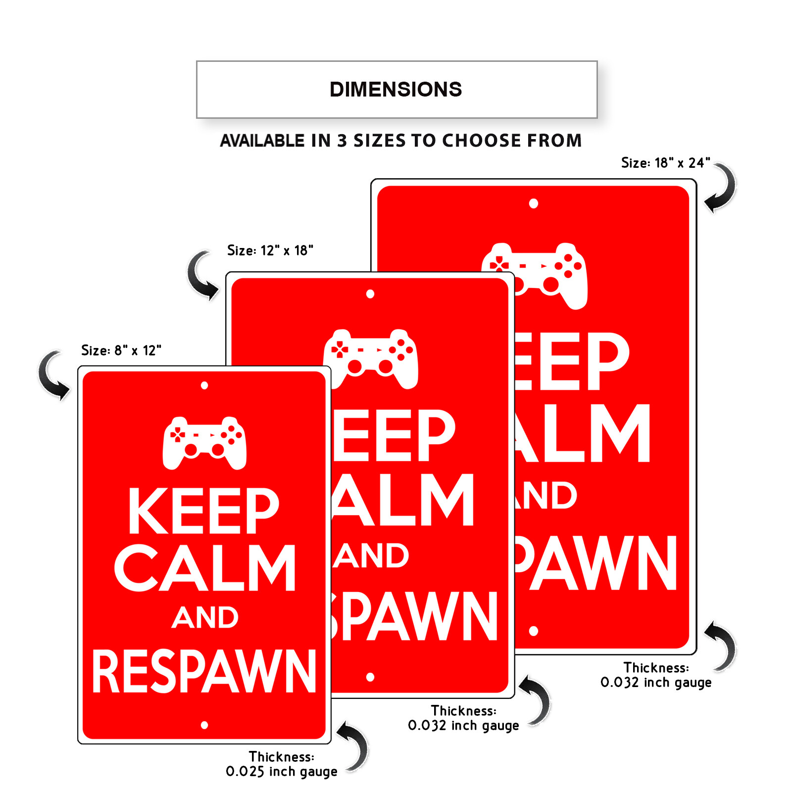 Keep Calm And Respawn X-Box Video Game Decor Novelty Aluminum Metal Sign