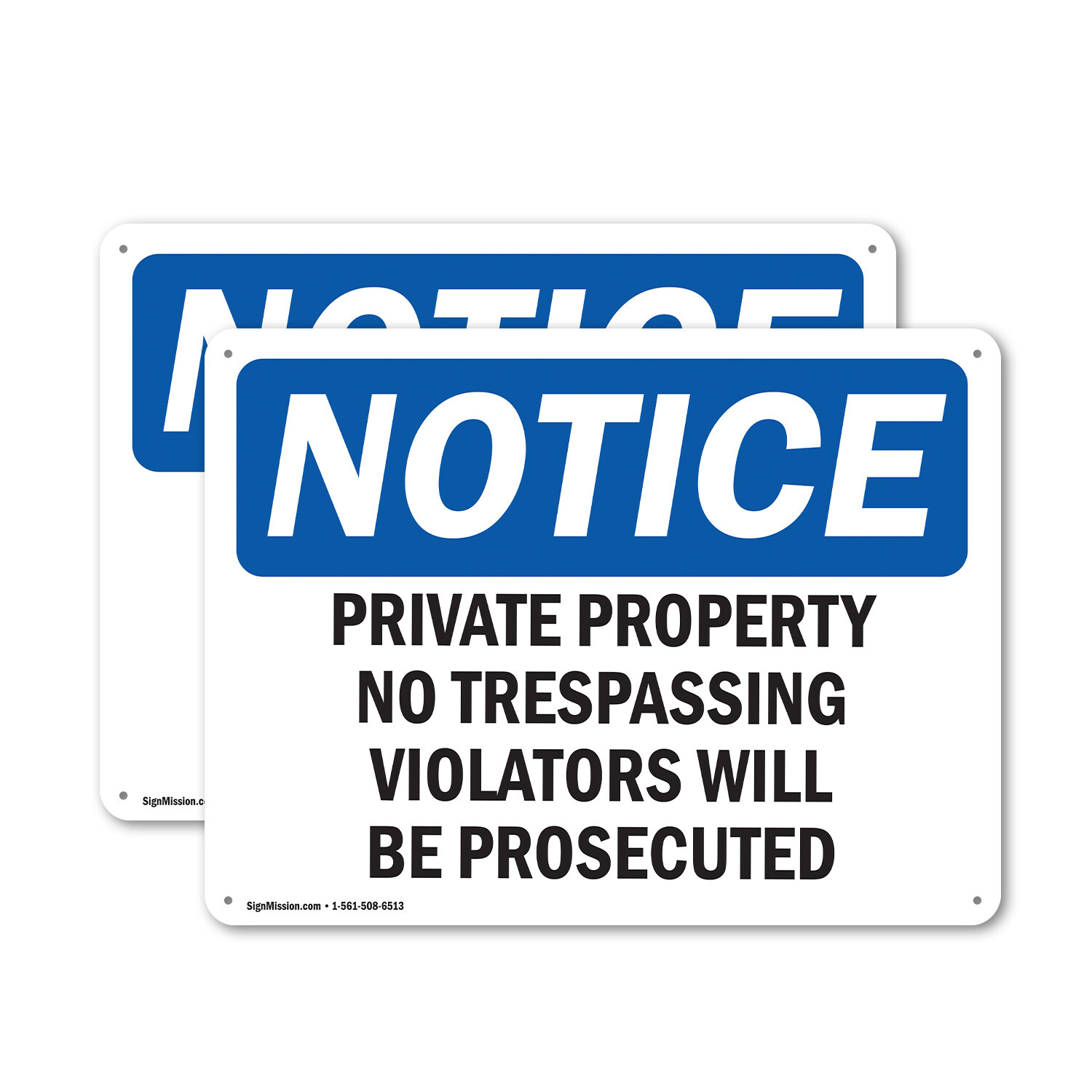 (2 Pack) Private Property No Trespassing Violators OSHA Notice Sign Decal Metal