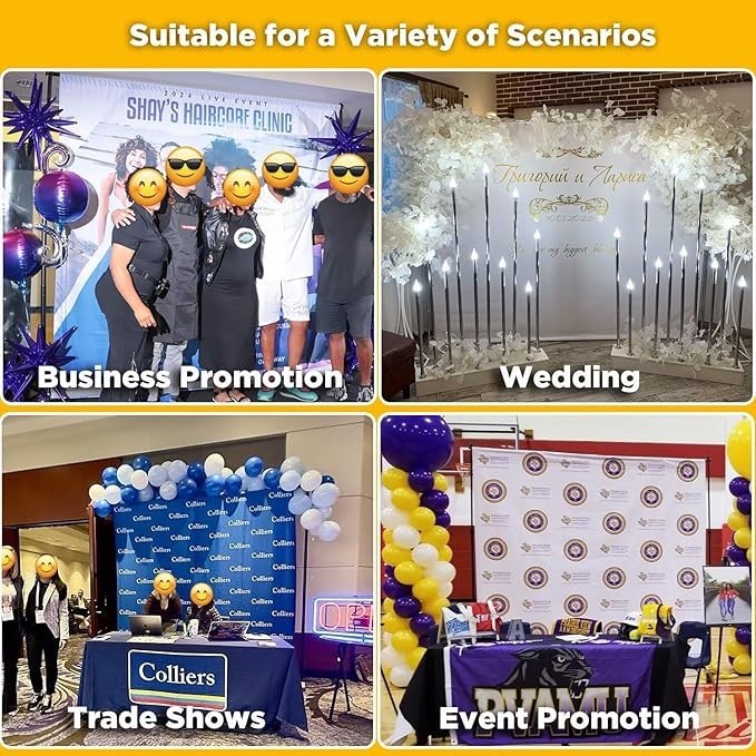 Custom Backdrop with Stand | Made in USA | Non-Glare Fabric | Heavy-Duty Alumi