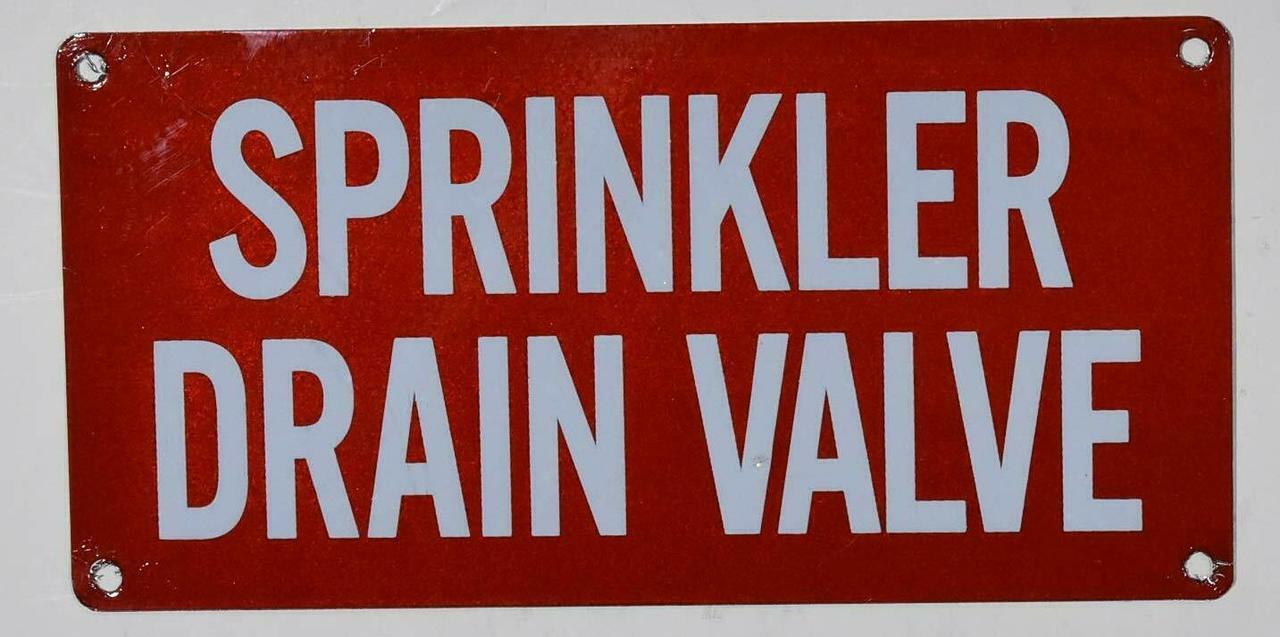 Sprinkler Drain Valve Sign (Aluminium Reflective !!!, RED 3X6)–REF24-1027