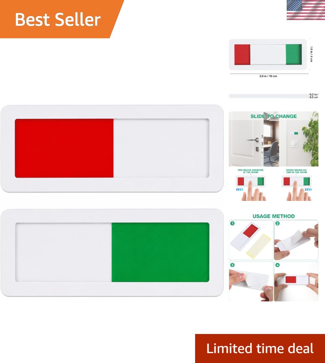 Occupied Sign for Bathroom Door, Blank Red Green Slider | 4 x 1.6 Inch Blank …