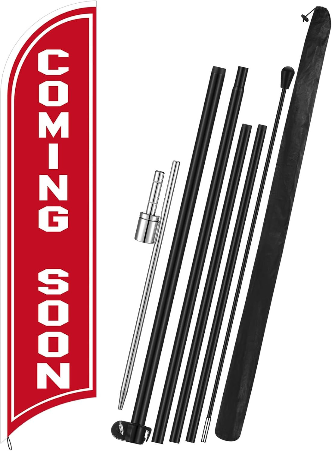 Coming Soon Windless Feather Banner Swooper Flag Sign 15 Ft Tall Stand Coming So