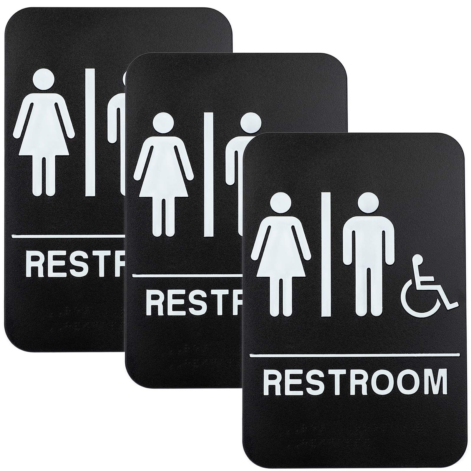 Plastic Restroom Sign: Easy to Mount with Braille (ADA Compliant), Great for …