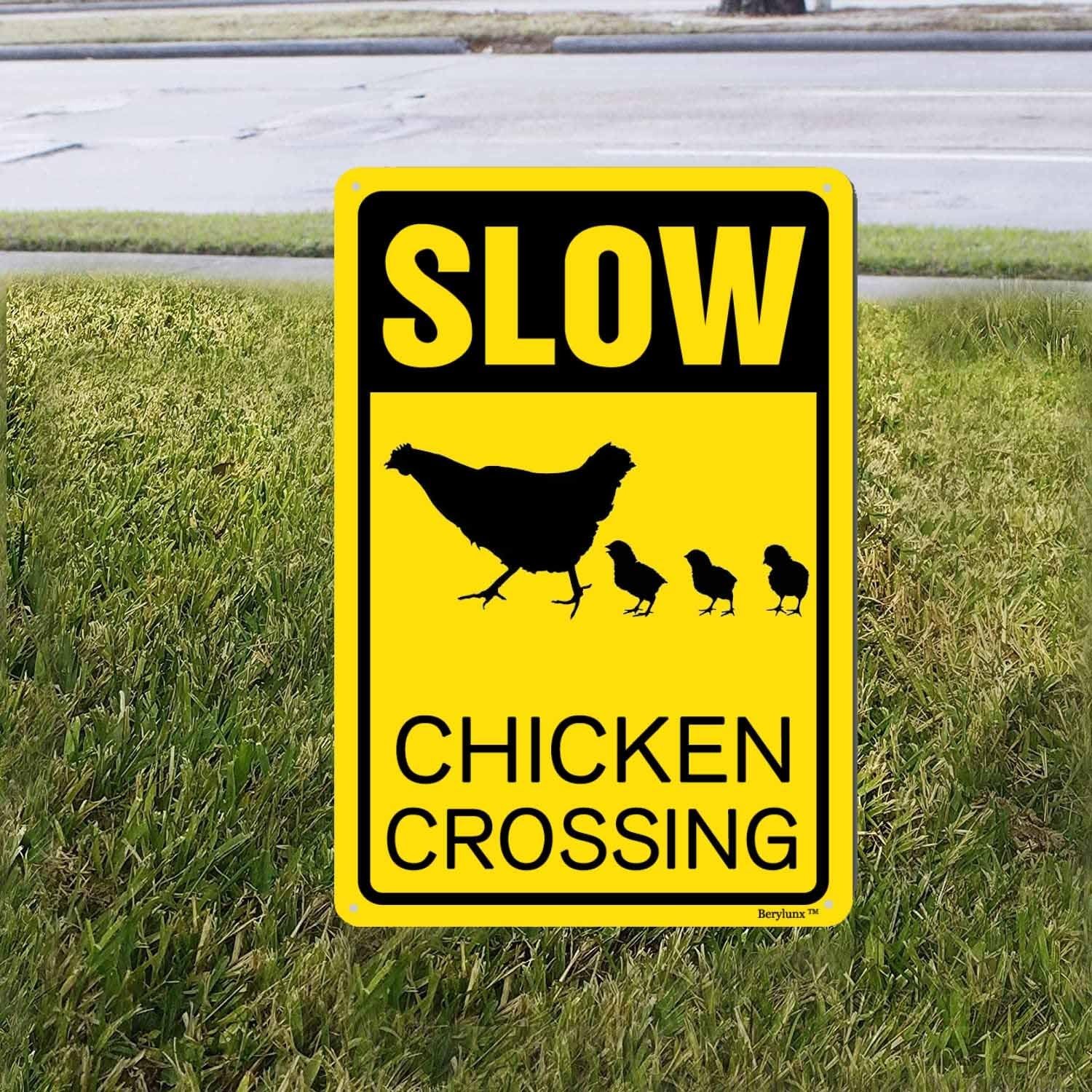 Chicken Crossing Signs,Neighborhood Road Sign,Please Slow Down Sign,Funny Yar…
