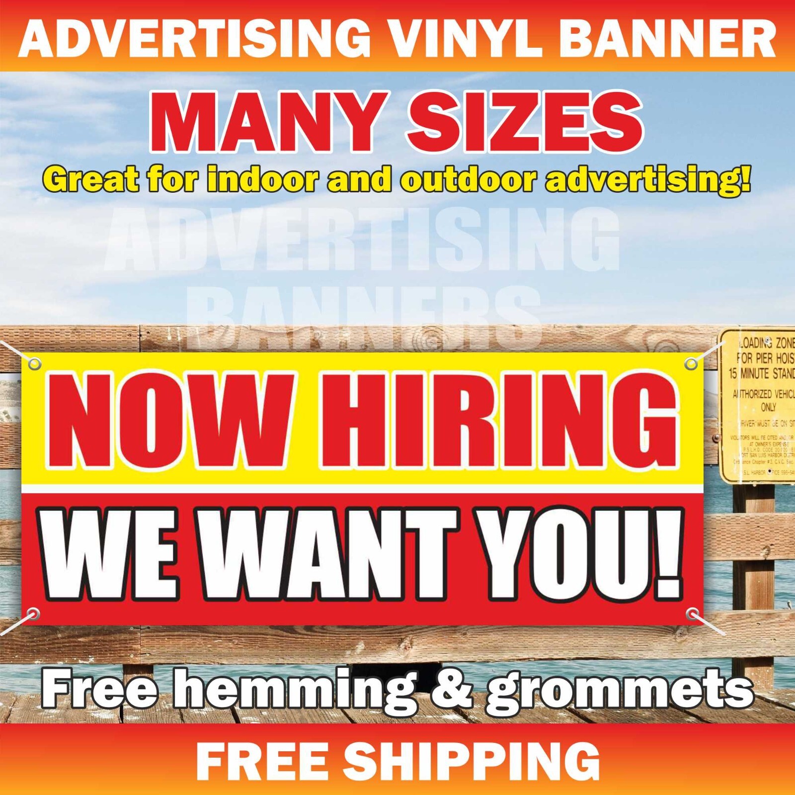 NOW HIRING WE WANT YOU Advertising Banner Vinyl Mesh Sign work job welcome
