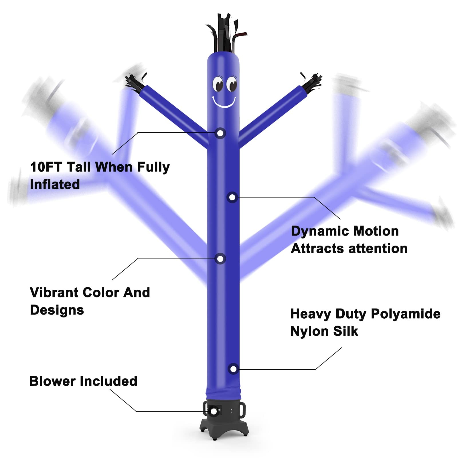 Mounto 10Ft Inflatable Dancer Waving Tube Man Puppet For Store Sign Blue