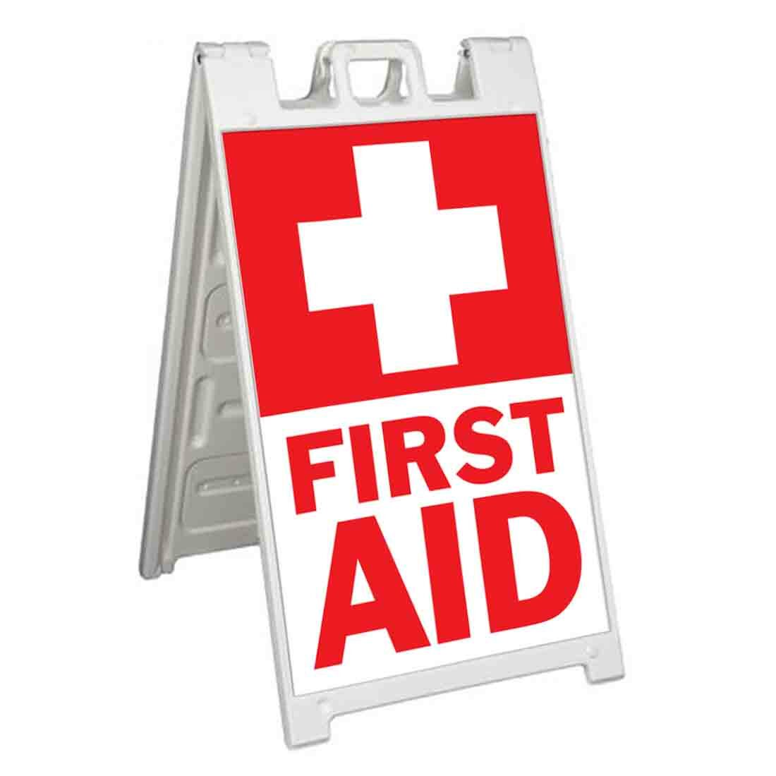 FIRST AID Signicade 24×36 Aframe Sidewalk Sign Banner Decal MEDICAL