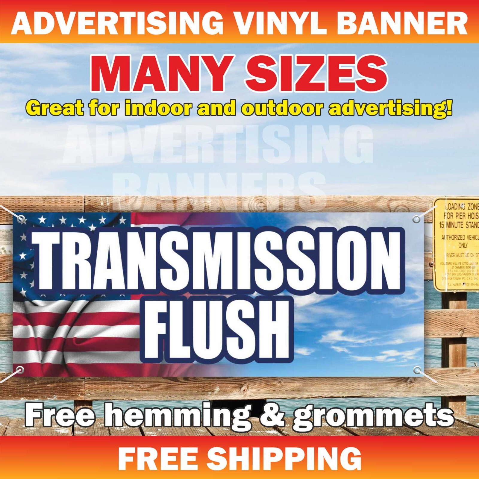 TRANSMISSION FLUSH Advertising Banner Vinyl Sign Auto Mechanic Repair Service