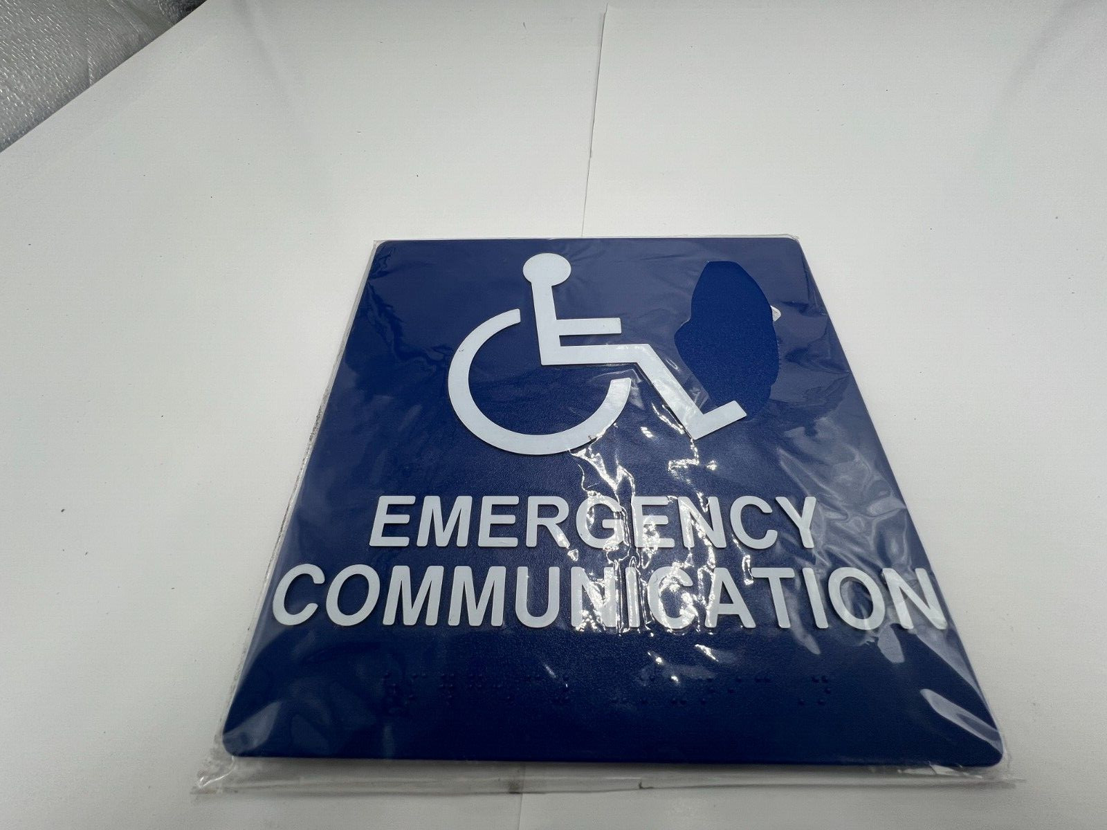 (Qty 3) Alpha RSN7087 Emergency Communication Sign 8″x8″ Plastic Blue
