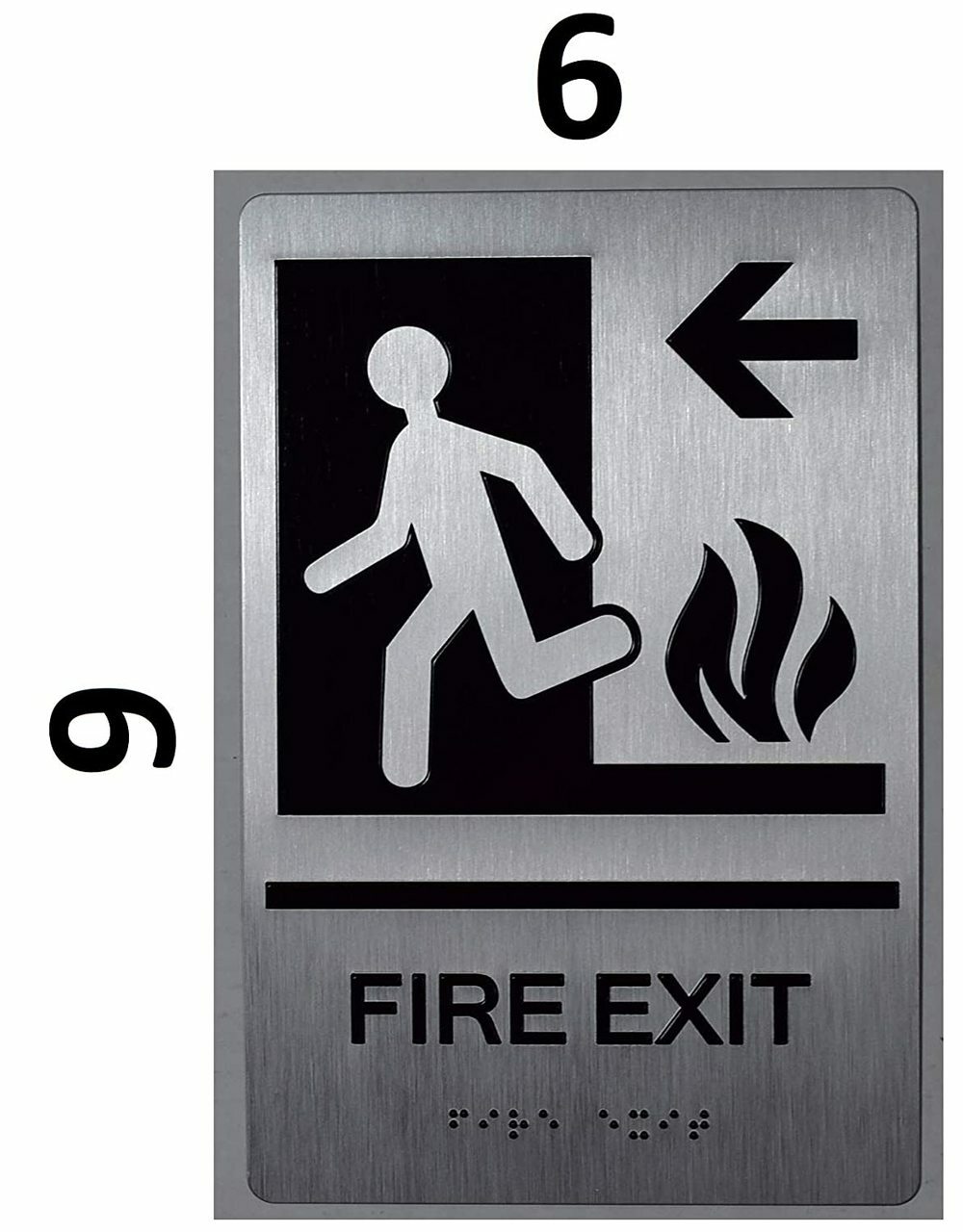 FIRE EXIT Left Arrow Sign-(Aluminium,Silver,Size 6×9)-The Sensation…REF24-1027