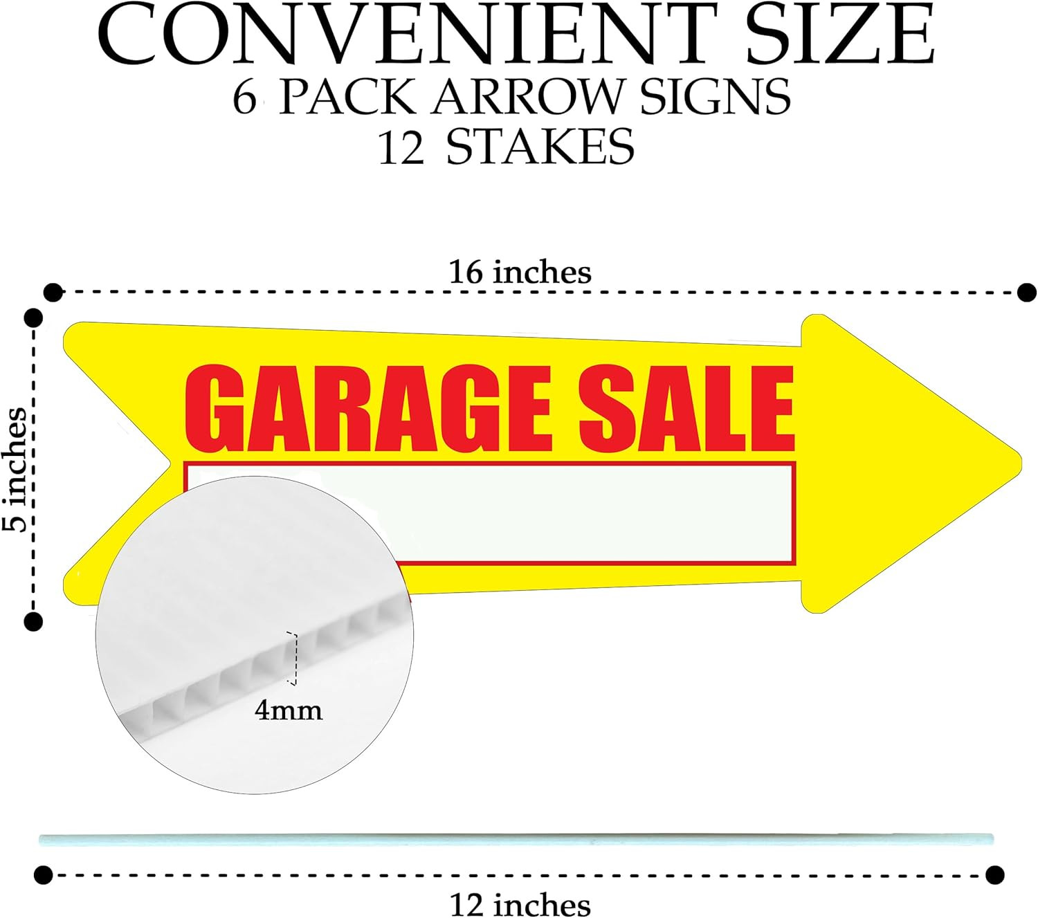 Yellow Yard Sale Arrows Yard Sign Double Sided With Stakes Large 16 Inch By 5…