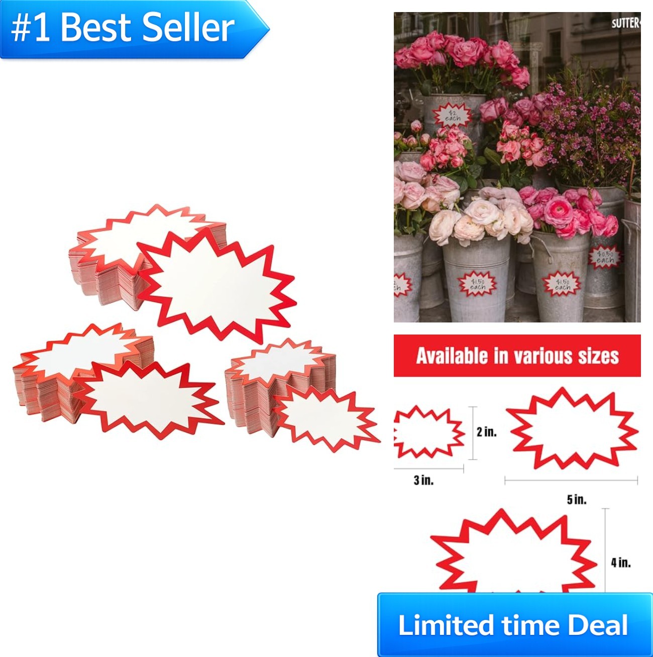 Starburst Signs with Stickers 300pcs Price Tags Yard Sale