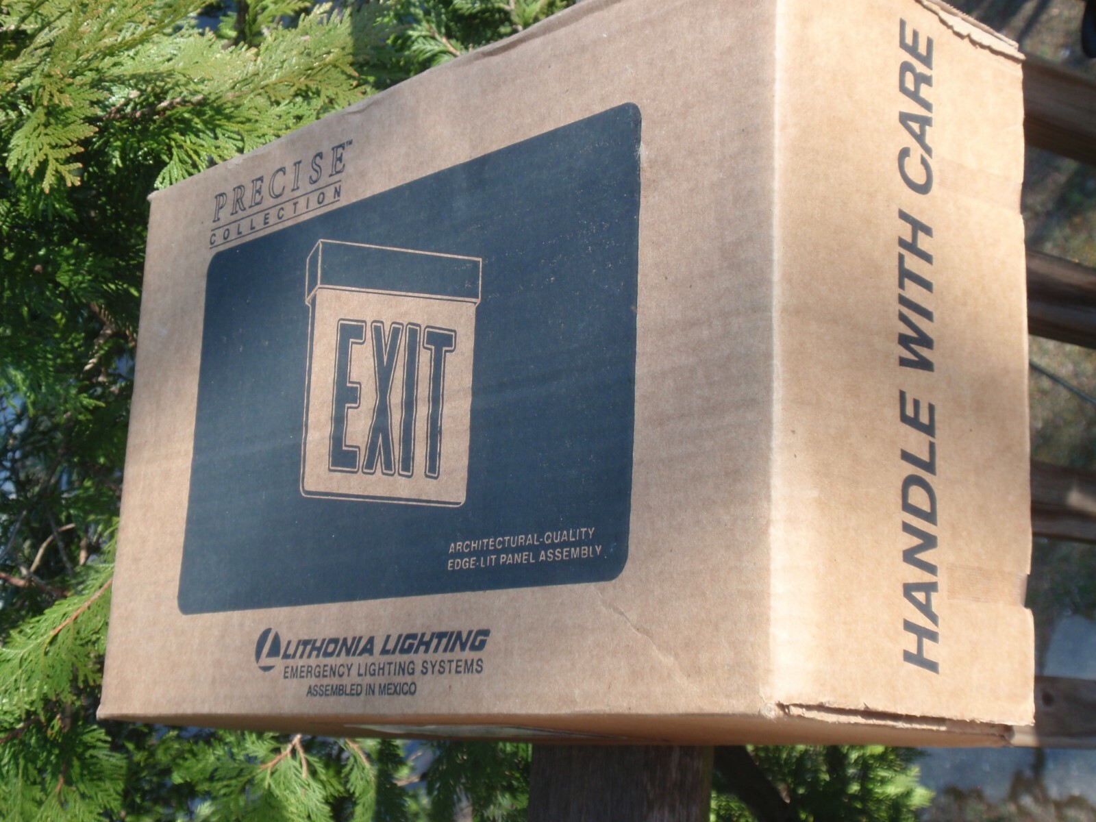 2 EMERGENCY EXIT SIGNS ELECTRIC SAFETY LITHONIA LIGHTING L.E.D. EDGE LIT