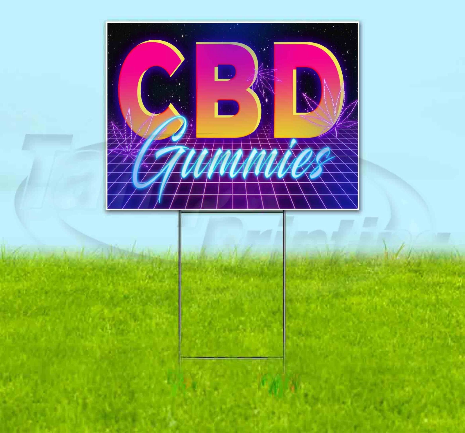 CBD GUMMIES Yard Sign Corrugated Plastic Bandit Lawn Decoration USA 80’s