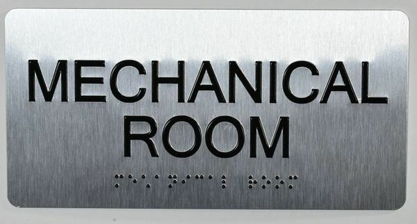 Mechanical Room Sign Silver-Tactile Touch Braille Sign( Brush Silver…ref0420