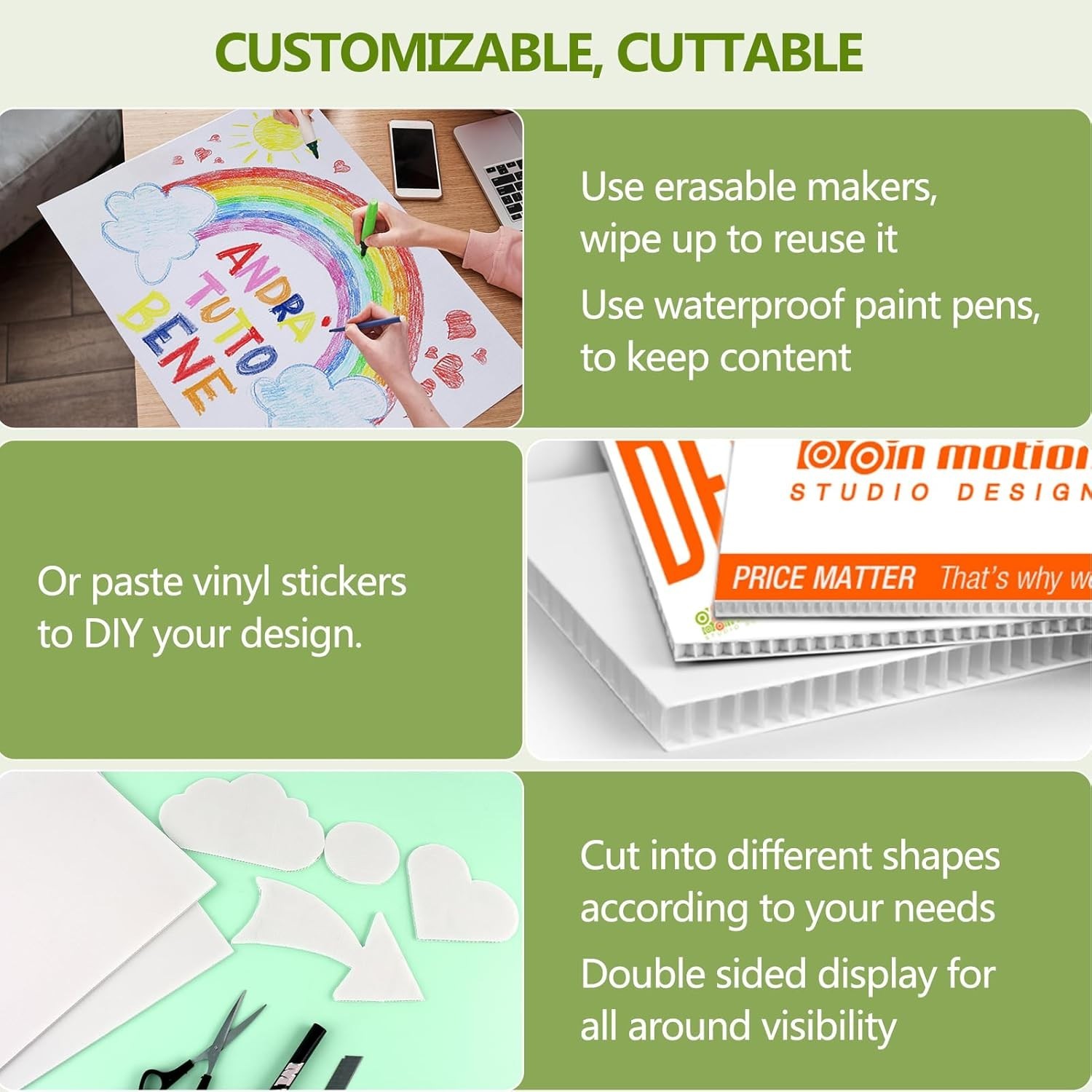 Blank Yard Signs with Stakes 17×12 inch 4 Pack Corrugated Plastic Double Side…