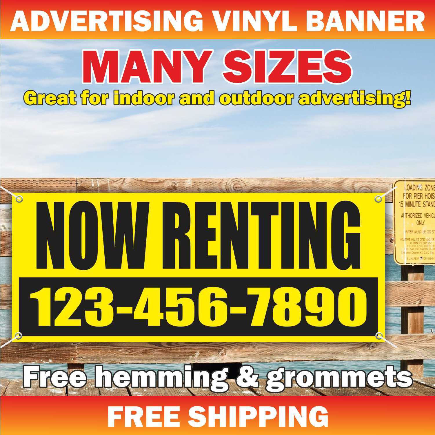 NOW RENTING Advertising Banner Vinyl Mesh Sign Rent Rental Commercial Space