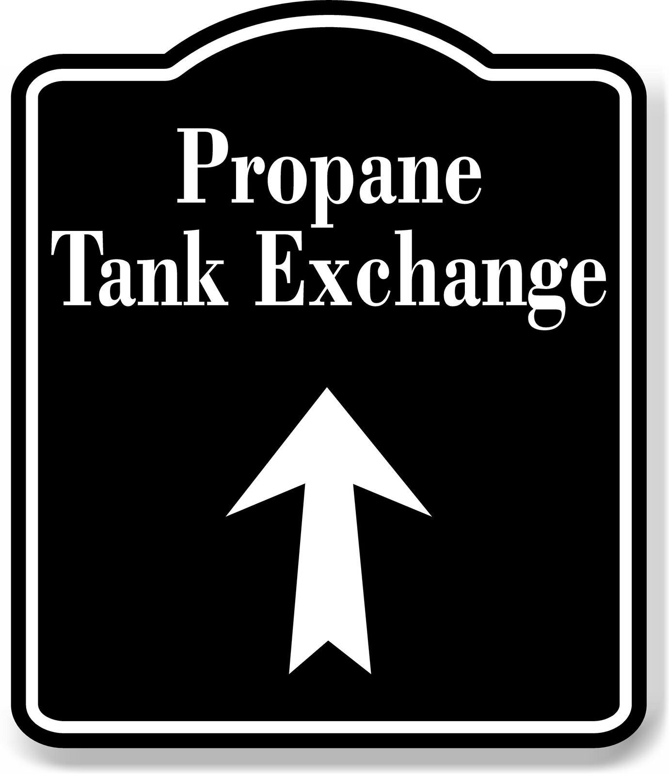 Propane_Tank_Exchange_Up_Arrow_BLACK Aluminum Composite Sign